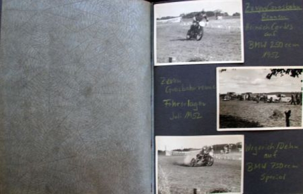 Motorbike-Racingsport Photoalbum "Grasbahnrennen Zeven, Rhade, Schottenring" 1952 Album with 54 original photos (9430)